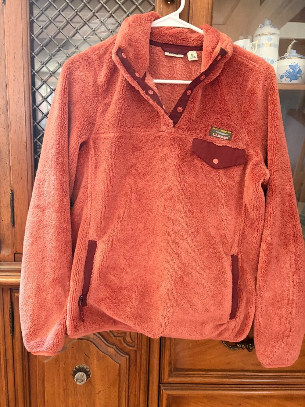 L.L Bean Hi-Pile Fleece Pullover Jacket Rosewood Fig Size XS No Flaws